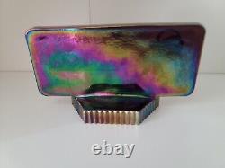 FENTON Iridescent CARNIVAL Glass Rectangle Dealer Sign LOGO, Purple