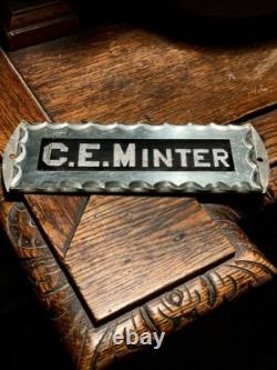 Fantastic Antique Sign C. E. Minter Chip Glass Scalloped Reverse Painted
