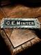 Fantastic Antique Sign C. E. Minter Chip Glass Scalloped Reverse Painted