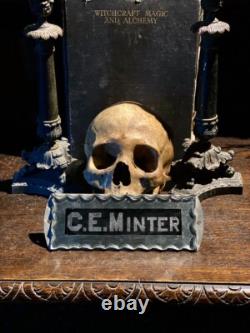 Fantastic Antique Sign C. E. Minter Chip Glass Scalloped Reverse Painted