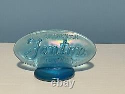 Fenton Art Glass Oval Store Display Logo Sign Iridescent Blue Carnival Glass