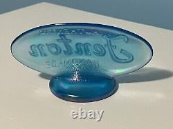 Fenton Art Glass Oval Store Display Logo Sign Iridescent Blue Carnival Glass