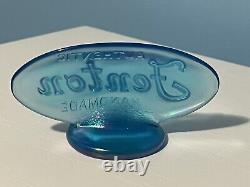 Fenton Art Glass Oval Store Display Logo Sign Iridescent Blue Carnival Glass