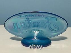 Fenton Art Glass Oval Store Display Logo Sign Iridescent Blue Carnival Glass