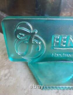 Fenton Art Glass Store Display Sign Green Iridescent Authentic Handmade