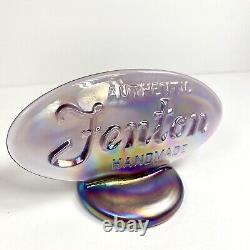 Fenton Carnival Art Glass Purple Iridescent Logo Dealer Sign Store Display Oval