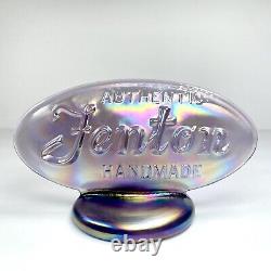 Fenton Carnival Art Glass Purple Iridescent Logo Dealer Sign Store Display Oval