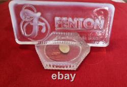 Fenton Dealer Glass Plaque Opalescent Collector with Sticker Handmade USA Vintage