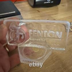 Fenton Dealer Glass Plaque Opalescent Collector with Sticker Handmade USA Vintage