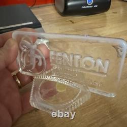 Fenton Dealer Glass Plaque Opalescent Collector with Sticker Handmade USA Vintage