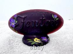 Fenton Glass Eggplant Purple Logo Display Sign HP Goldfinch Iris Ltd Ed #17/68