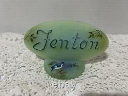 Fenton Glass Jadeite Logo Display Sign Blue Jay by M. Kibbe Limited Ed 33/51