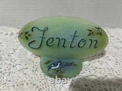 Fenton Glass Jadeite Logo Display Sign Blue Jay by M. Kibbe Limited Ed 33/51