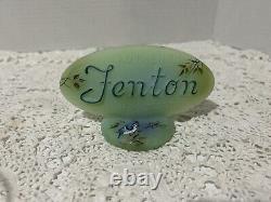 Fenton Glass Jadeite Logo Display Sign Blue Jay by M. Kibbe Limited Ed 33/51