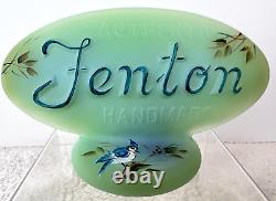 Fenton Glass Jadeite Logo Display Sign Blue Jay by M. Kibbe Limited Ed 48/51