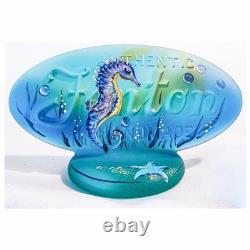 Fenton Handpainted Artist Signed Limited Edition Seahorse Teal Fenton Oval Logo