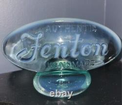 Fenton OPALINE (Green) Glass Oval Logo Dealer Sign 5L x 3H