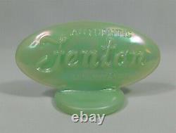 Fenton Sea Mist Foam Green Opalescent Glass Display Logo Dealer Sign 5x2.75