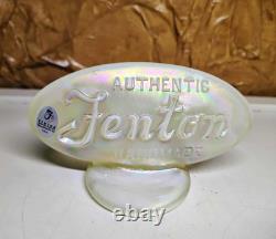 Fenton Vaseline Opalescent Uranium Glass Dealer Logo Sign Rutlader Kansas 1997