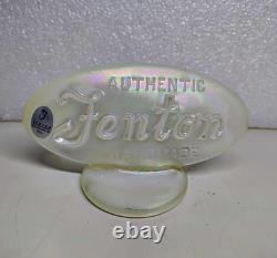 Fenton Vaseline Opalescent Uranium Glass Dealer Logo Sign Rutlader Kansas 1997