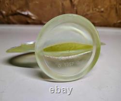 Fenton Vaseline Opalescent Uranium Glass Dealer Logo Sign Rutlader Kansas 1997