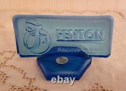 Fenton Vintage Rectangle Logo Dealer Sign Sapphire Blue Opalescent Glass