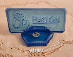 Fenton Vintage Rectangle Logo Dealer Sign Sapphire Blue Opalescent Glass