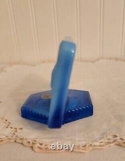 Fenton Vintage Rectangle Logo Dealer Sign Sapphire Blue Opalescent Glass