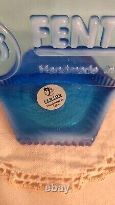 Fenton Vintage Rectangle Logo Dealer Sign Sapphire Blue Opalescent Glass