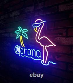 Flamingo Corona Display Night Light Neon Sign Real Glass Gift Store Custom
