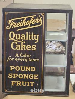 Freihofer's Quality Cakes Counter Display 1920's Country Store Tin & Glass