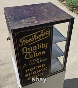Freihofer's Quality Cakes Counter Display 1920's Country Store Tin & Glass