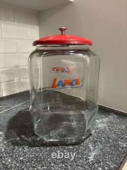 From The House of Lance Glass Counter Display Jar 1950's Candy Display Jar