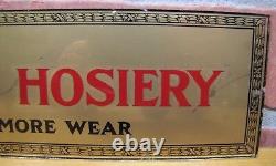 GETMOR HOSIERY You Get More Wear Old Reverse Glass Store Display Ad Sign