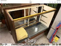 GOLDEN ANODIZED & WOOD GRAIN GLASS SHOWCASE&STORE DISPLAYS 4 TO CHOOSE WithSHELVES