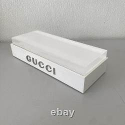GUCCI Display OFFICIAL DEALER LOGO PLAQUE IN WHITE PLEXIGLASS Silver Gucci
