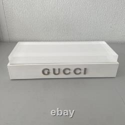 GUCCI Display OFFICIAL DEALER LOGO PLAQUE IN WHITE PLEXIGLASS Silver Gucci