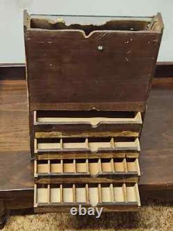 General Store Counter Display Cabinet Wood Glass 4 Drawers Vintage Antique ROUGH