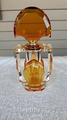 Giant 9 1/2 Amber and Clear Glass Store Display Perfume Bottle with Stopper