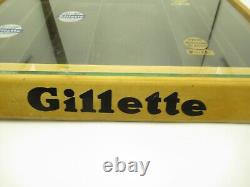 Gillette Razor Blades Wooden Store Counter Top Display Case Glass Top 1940's