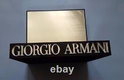 Giorgio Armani One Piece Logo Display In Black Plexiglass With Interior Mirror