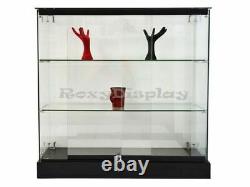 Glass Display Tower Black Base Store Fixture Knocked Down #SC-GS36B