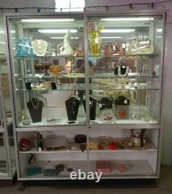 Glass Store Display Showcase Lighted Mirror Back Glass Shelves 82.5x69.5x18.5 in