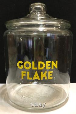 Golden Flake Glass Jar with Glass Lid Round Advertising Countertop Store Display