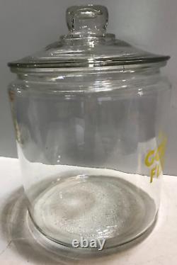 Golden Flake Glass Jar with Glass Lid Round Advertising Countertop Store Display