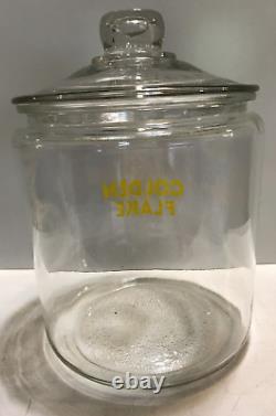 Golden Flake Glass Jar with Glass Lid Round Advertising Countertop Store Display