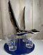 Grey Goose Vodka Store Display Metal Flying Goose Sculpture + 4 New Glasses