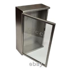 Gucci Made in Italy glass and stainless steel retail store counter display case