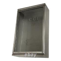 Gucci Made in Italy glass and stainless steel retail store counter display case