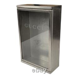 Gucci Made in Italy glass and stainless steel retail store counter display case